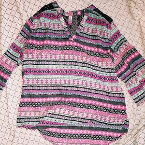 PINK,BLACK,LIGHT BLUE BLOUSE